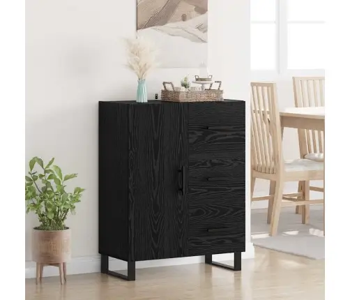 Puse Ar Atvilktni Melns Ozolkoks 69,5 X 34 X 90 Cm Vidaxl