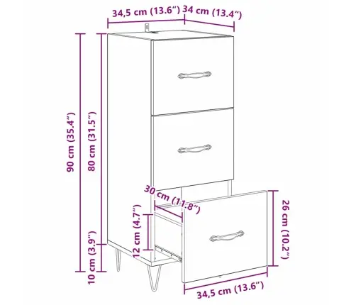 Puse Melns Ozols 34 X 34.5 X 90 Cm Inženierijas Koks Vidaxl Puse Melns Ozols 34 X 34.5 X 90 Cm Inženierijas Koks Vidaxl