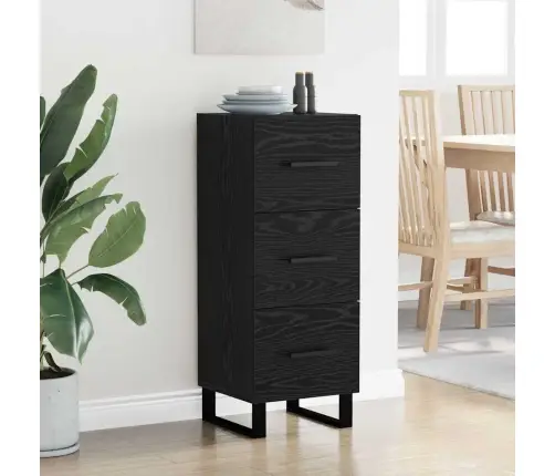 Puse Ar Atvilktni Melns Ozolkoks 34,5 X 34 X 90 Cm Vidaxl