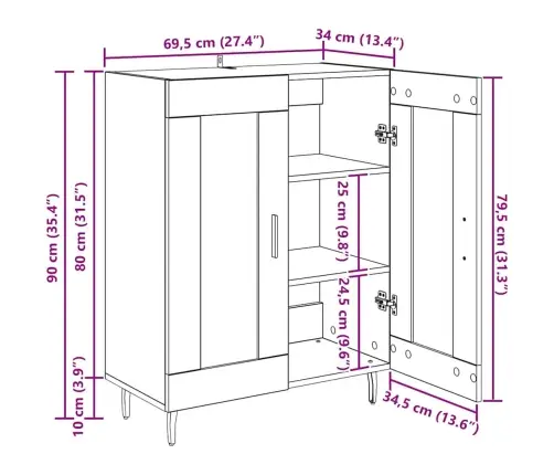 Kõide Must Tamm 69,5 X 34 X 90 Cm