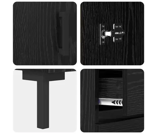 Puse Melns Ozols 69.5 X 34 X 90 Cm Inženierijas Koks Vidaxl