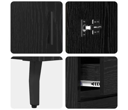 Puse Ar Atvilktni Melns Ozolkoks 69,5 X 34 X 90 Cm Vidaxl