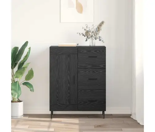 Puse Ar Atvilktni Melns Ozolkoks 69,5 X 34 X 90 Cm Vidaxl