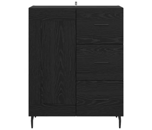 Puse Ar Atvilktni Melns Ozolkoks 69,5 X 34 X 90 Cm Vidaxl