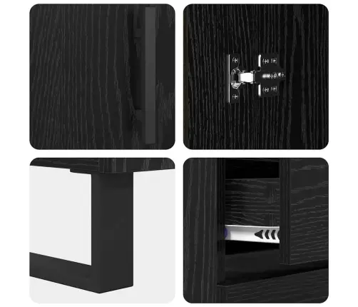 Puse Ar Atvilktni Melns Ozolkoks 69,5 X 34 X 90 Cm Vidaxl