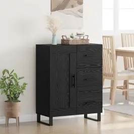 Puse Ar Atvilktni Melns Ozolkoks 69,5 X 34 X 90 Cm Vidaxl