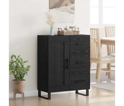 Puse Ar Atvilktni Melns Ozolkoks 69,5 X 34 X 90 Cm Vidaxl