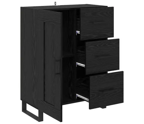 Puse Ar Atvilktni Melns Ozolkoks 69,5 X 34 X 90 Cm Vidaxl