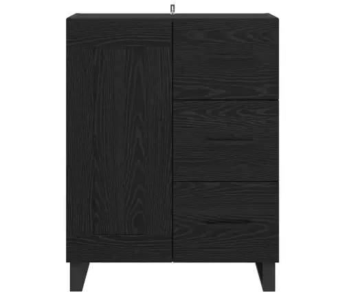 Puse Ar Atvilktni Melns Ozolkoks 69,5 X 34 X 90 Cm Vidaxl