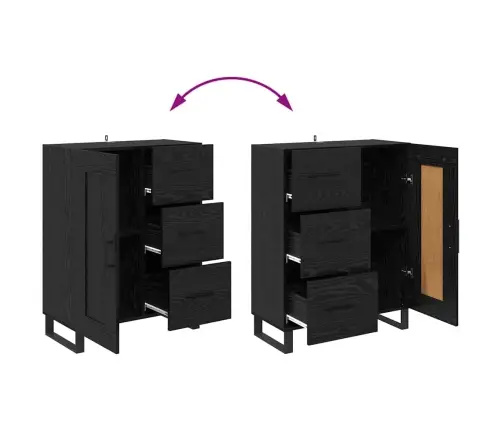 Puse Ar Atvilktni Melns Ozolkoks 69,5 X 34 X 90 Cm Vidaxl