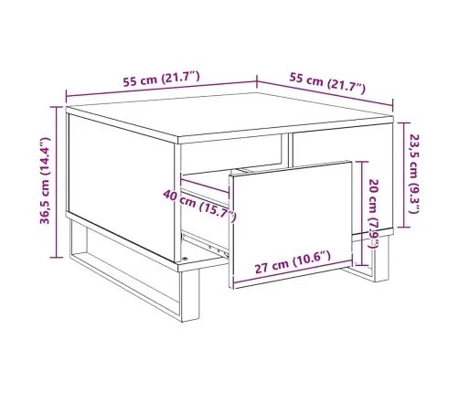 Kohvilaud Sahtliga Vana Puit 55 X 55 X 36.5 Cm Tehispuit