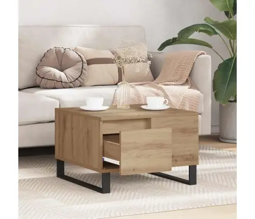 Kafijas Galdiņš Ar Atvilktni Amatnieku Ozola 55 X 55 X 36.5 Cm Vidaxl