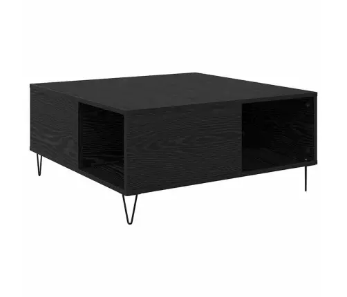 Kafijas Galdiņš Melns Ozols 80 X 80 X 36.5 Cm Inženierijas Koks Vidaxl