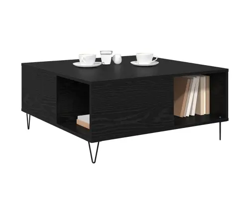 Kafijas Galdiņš Melns Ozols 80 X 80 X 36.5 Cm Inženierijas Koks Vidaxl