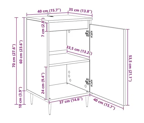 Puse 2 Pcs Melns Ozolkoks 40 X 35 X 70 Cm Vidaxl
