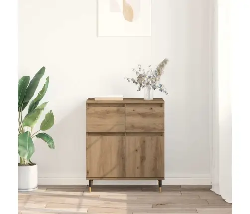 Puse Artisānā Ozols 60 X 35 X 70 Cm Inženierija Koks Un Dzelzs Vidaxl