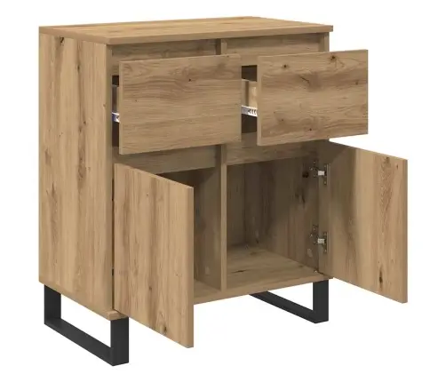 Puse Artisānā Ozols 60 X 35 X 70 Cm Inženierija Koks Un Dzelzs Vidaxl