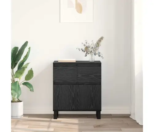 Puse Melns Ozolkoks 60 X 35 X 70 Cm Inženierija Koks Un Dzelzs Vidaxl