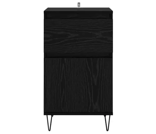 Puse Ar Atvilktni Melns Ozols 35 X 40 X 70 Cm Inženierijas Koks Vidaxl