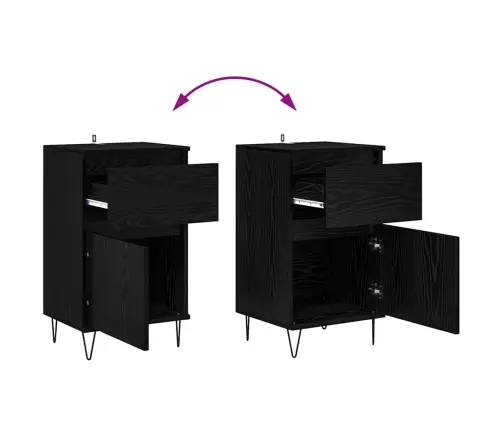 Puse Ar Atvilktni Melns Ozols 35 X 40 X 70 Cm Inženierijas Koks Vidaxl