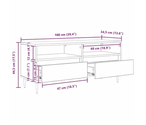 Telerikapp Sahtliga Vana Puit 100 X 34,5 X 44,5 Cm