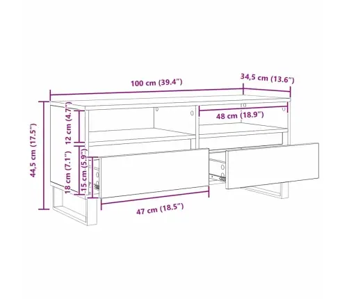 Telerikapp Sahtliga Must Tamm 100 X 34,5 X 44,5 Cm
