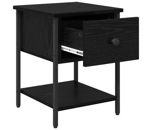 Naktsgaldiņš Melns Ozolkoks 34 X 35,5 X 45 Cm Inženierijas Koks Vidaxl