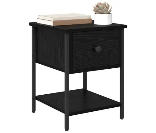 Naktsgaldiņš Melns Ozolkoks 34 X 35,5 X 45 Cm Inženierijas Koks Vidaxl