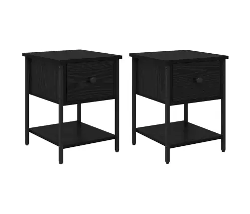 Naktinis Staliukas 2 Pcs Juoda Ąžuolo 34 X 35,5 X 45 Cm Naktinis Staliukas 2 Pcs Juoda Ąžuolo 34 X 35,5 X 45 Cm