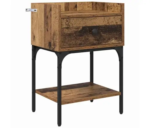 Naktinis Staliukas Su Stalčių Sena Mediena 40 X 29 X 60 Cm
