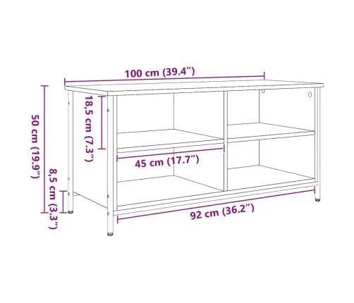 Televizora Skapīša Vecs Koks 100 X 40 X 50 Cm Inženierijas Koks Vidaxl