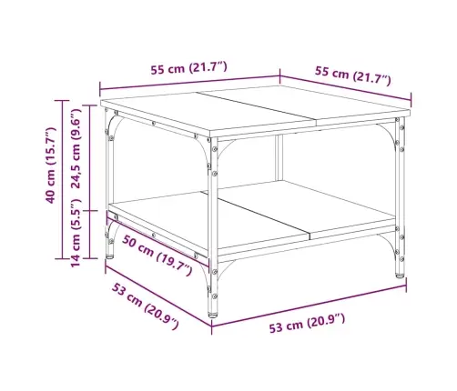 Kafijas Galdiņš Melns Ozolkoks 55 X 55 X 40 Cm Vidaxl