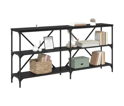 Konsoles Galds Ar Plauktu Melns Ozolkoks 160 X 30 X 75 Cm Vidaxl