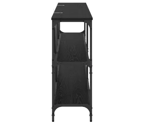 Konsoles Galds Ar Plauktu Melns Ozolkoks 160 X 30 X 75 Cm Vidaxl