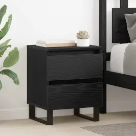 Nakts Skapītis Ar Atvilktni 2 Pcs Melns Ozols 40 X 35 X 50 Cm Vidaxl