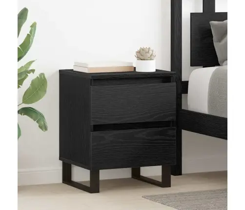 Šalia Lovos Spintelė 2 Pcs Juoda Ąžuolo 40 X 35 X 50 Cm