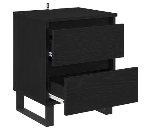 Šalia Lovos Spintelė 2 Pcs Juoda Ąžuolo 40 X 35 X 50 Cm