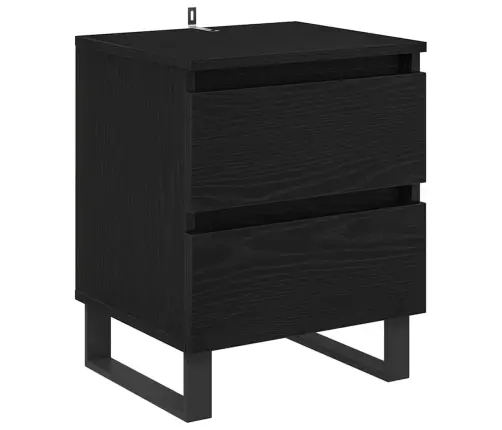 Šalia Lovos Spintelė 2 Pcs Juoda Ąžuolo 40 X 35 X 50 Cm