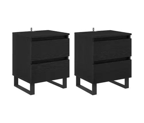 Šalia Lovos Spintelė 2 Pcs Juoda Ąžuolo 40 X 35 X 50 Cm