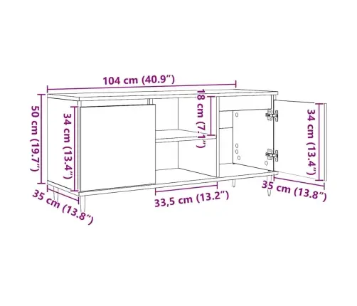 Televizoriaus Spintelė Senovinis Medis 104 X 35 X 50 Cm