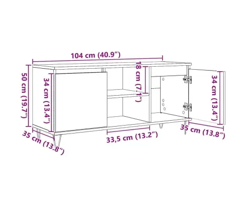 Televizora Skapīša Artisānā Ozols 104 X 35 X 50 Cm Vidaxl