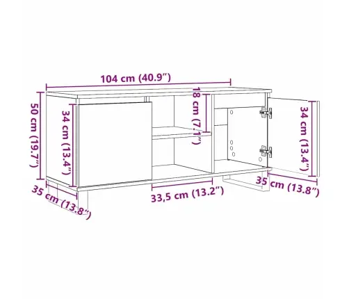 Televizora Skapīša Melns Ozolkoks 104 X 35 X 50 Cm Vidaxl