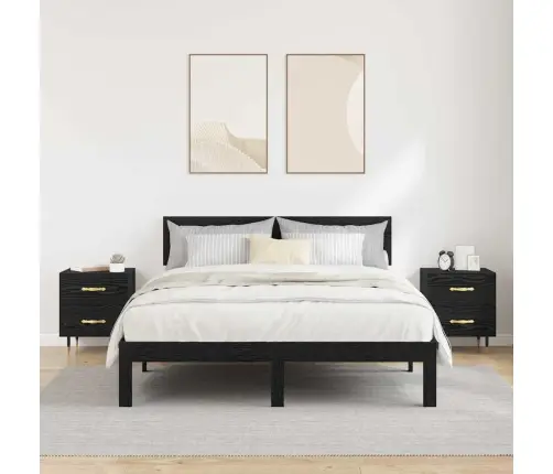 Nakts Skapītis Ar Atvilktni 2 Pcs Melns Ozols 40 X 35 X 47.5 Cm Vidaxl