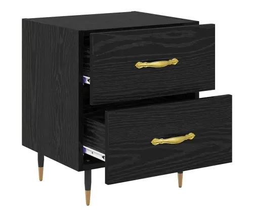 Nakts Skapītis Ar Atvilktni 2 Pcs Melns Ozols 40 X 35 X 47.5 Cm Vidaxl