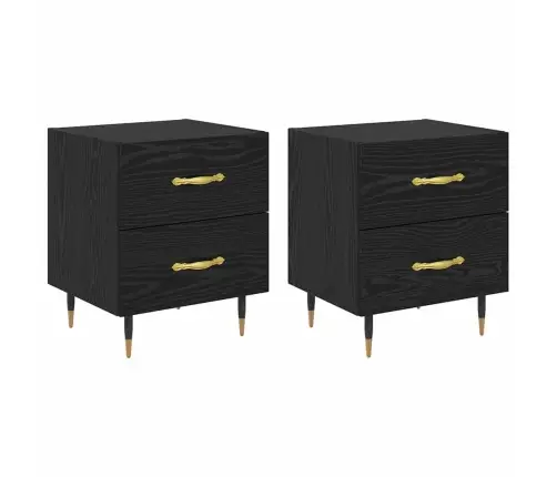 Nakts Skapītis Ar Atvilktni 2 Pcs Melns Ozols 40 X 35 X 47.5 Cm Vidaxl