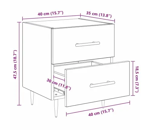 Nakts Skapītis Ar Atvilktni Artisānā Ozols 40 X 35 X 47,5 Cm Vidaxl