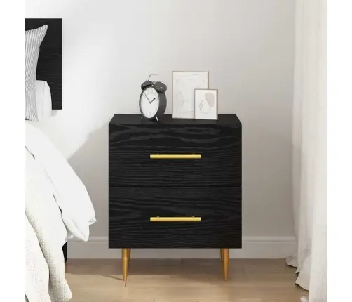 Nakts Skapītis Ar Atvilktni Melns Ozolkoks 40 X 35 X 47,5 Cm Vidaxl