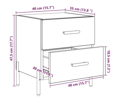 Nakts Skapītis Vecs Koks 40 X 35 X 47.5 Cm Inženierijas Koks Vidaxl
