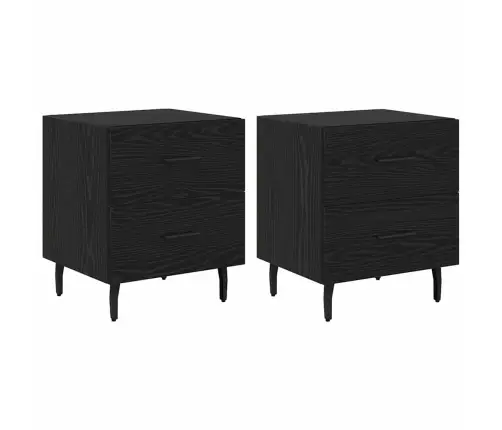 Nakts Skapītis Ar Atvilktni 2 Pcs Melns Ozols 40 X 35 X 47.5 Cm Vidaxl