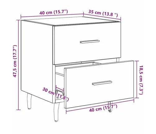 Nakts Skapītis Ar Atvilktni 2 Pcs Melns Ozols 40 X 35 X 47.5 Cm Vidaxl